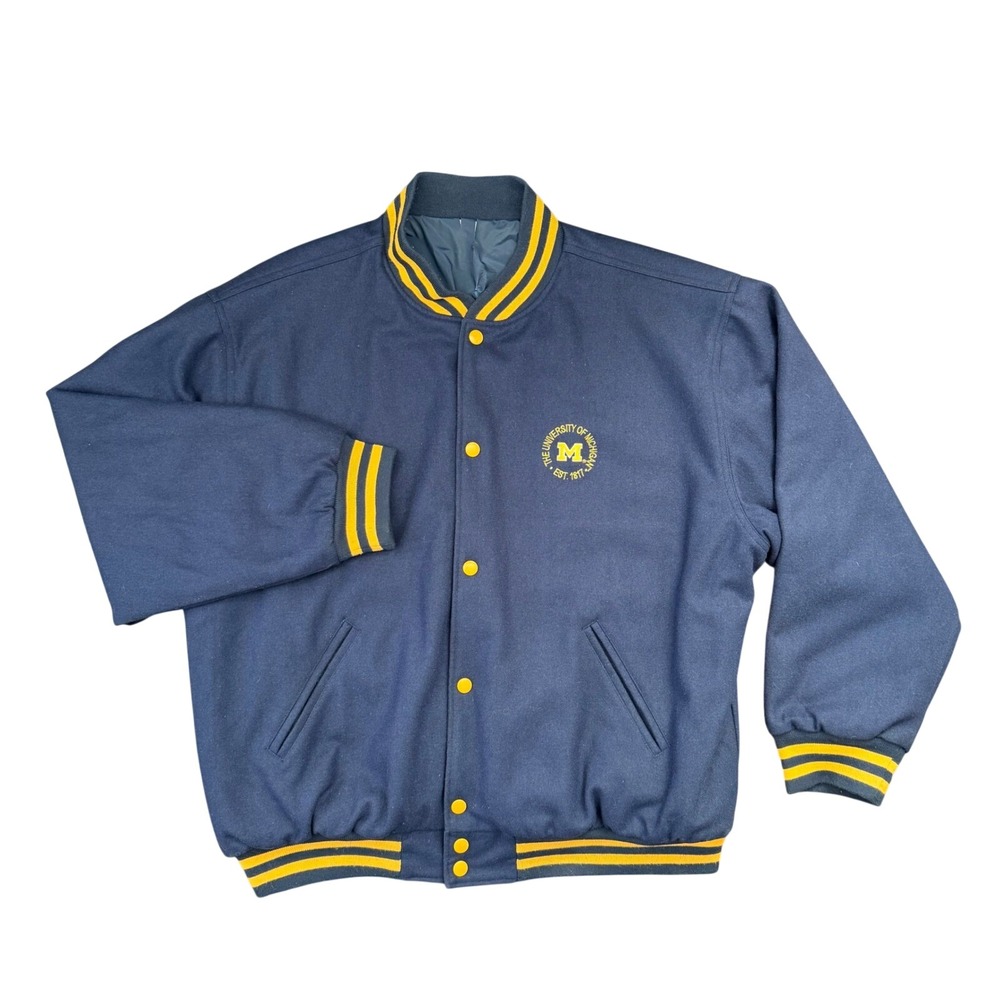 Steve & Barry's Michigan Wolverine's Varsity Jacket XL Reversible Wool Bomber